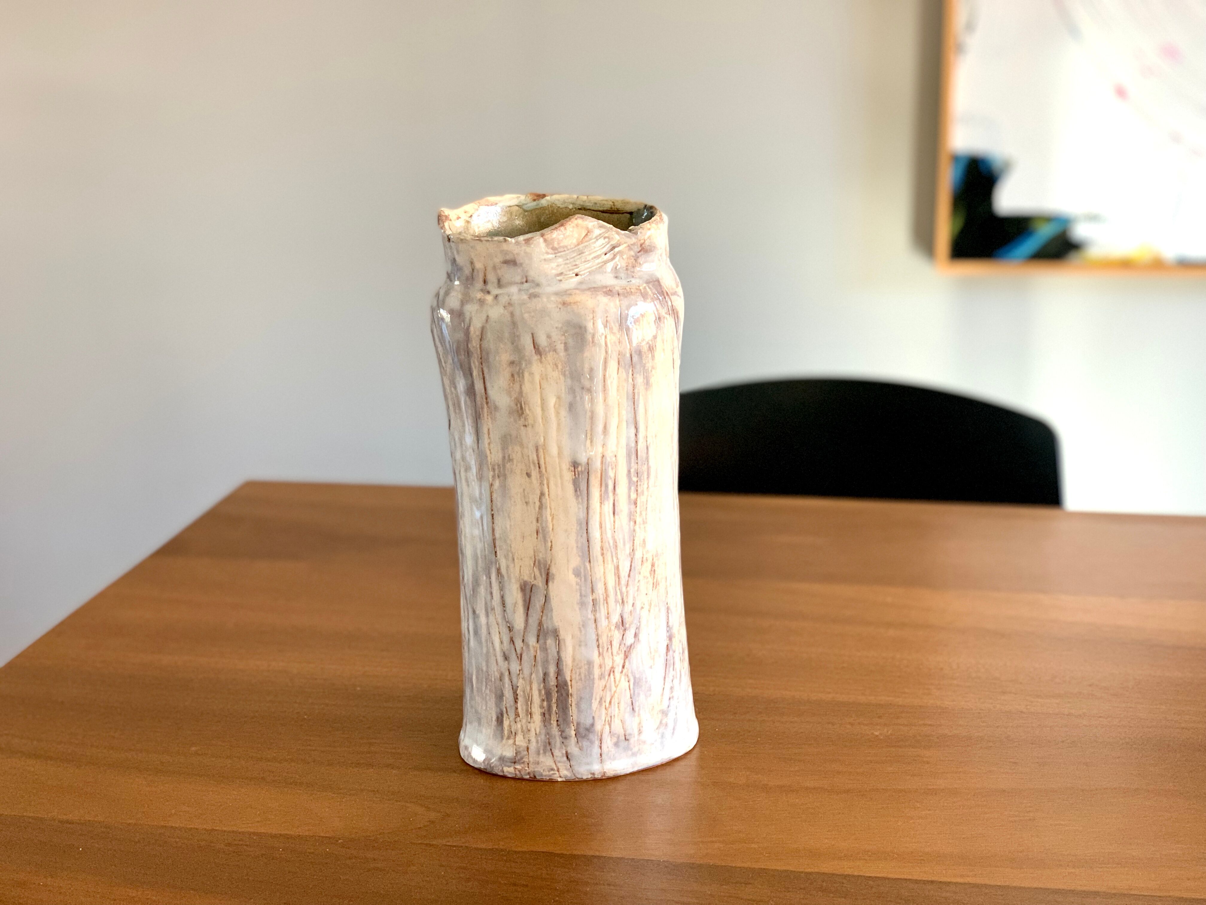 Brutalist vase signed 90