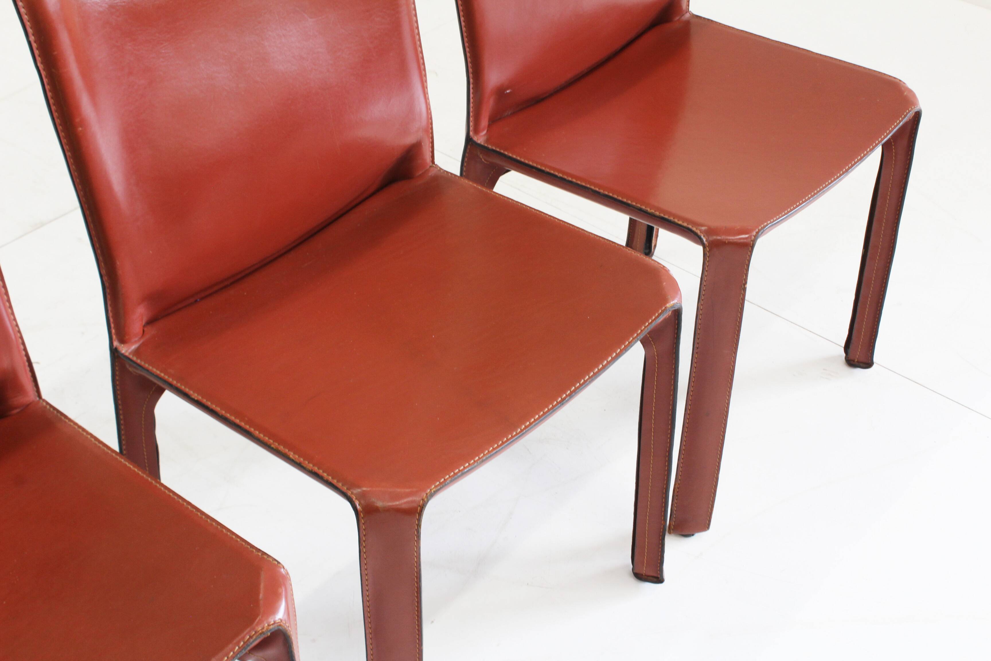 Cassina Cab 412 dining Chairs by Mario Bellini Italy , set of 4