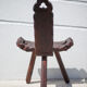 Brutalist wooden chair, tripod chair, Spanish chair