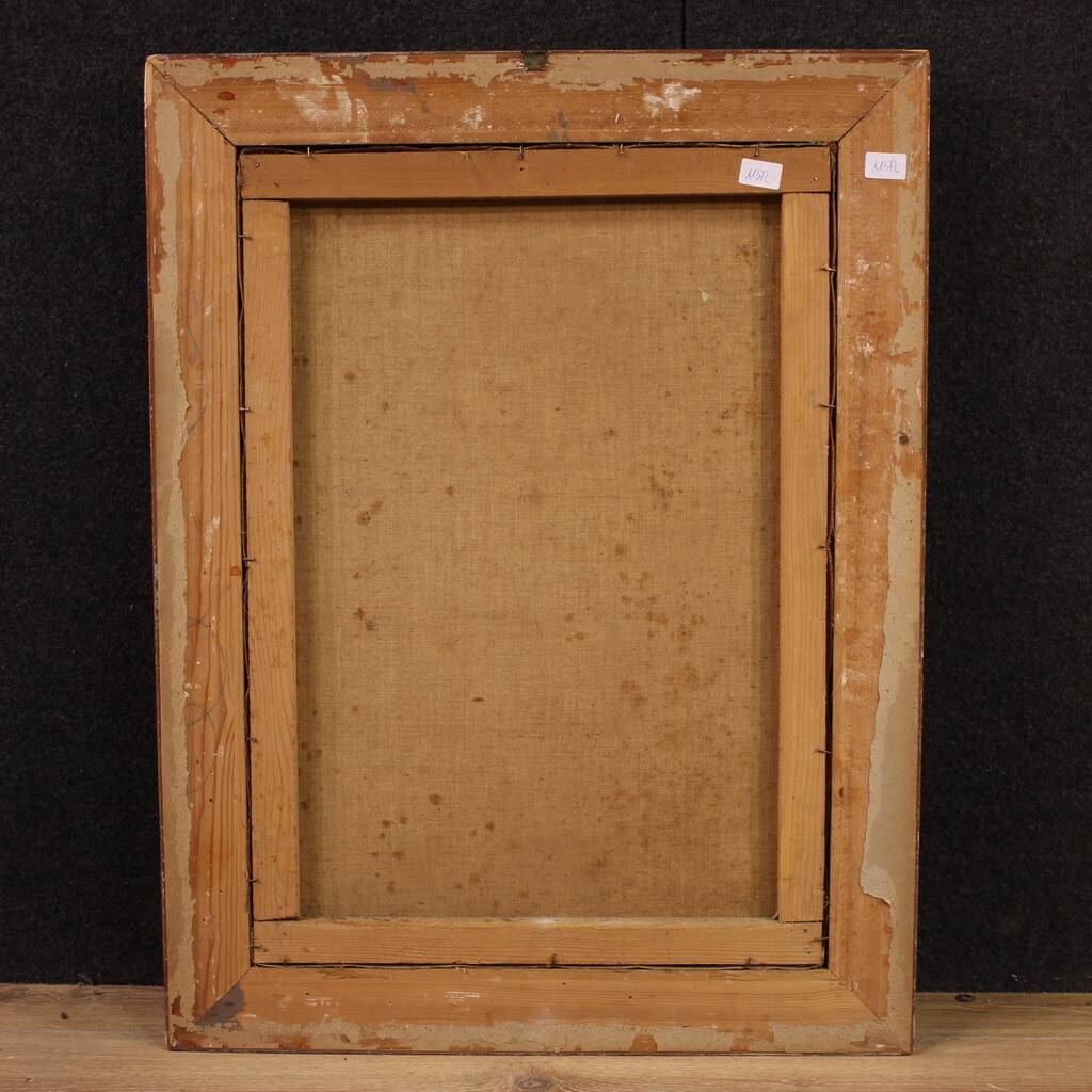 Signed Italian painting portrait of a young girl from the 20th century