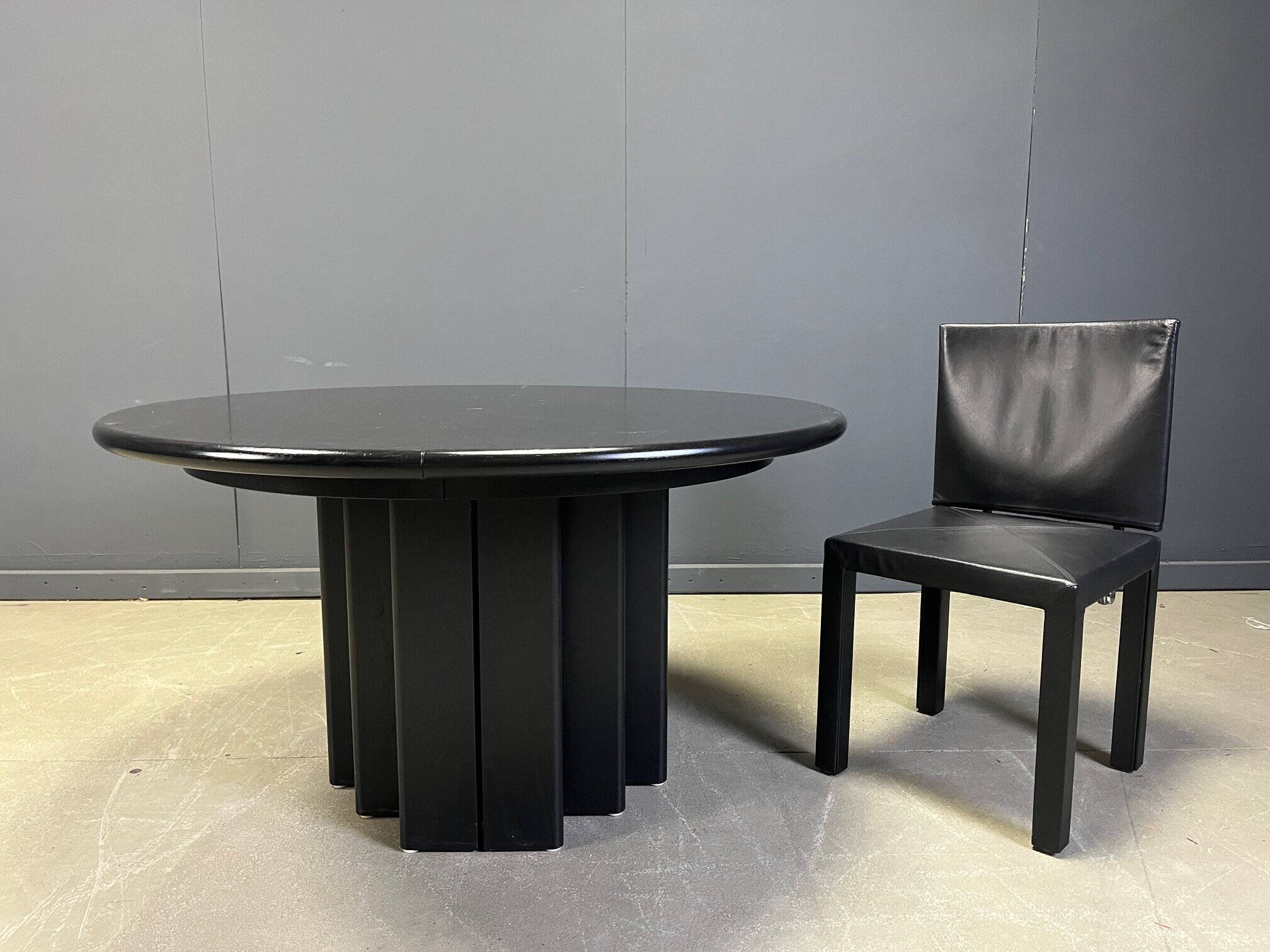 Vintage extendable black wooden dining table, 1980s
