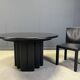 Vintage extendable black wooden dining table, 1980s