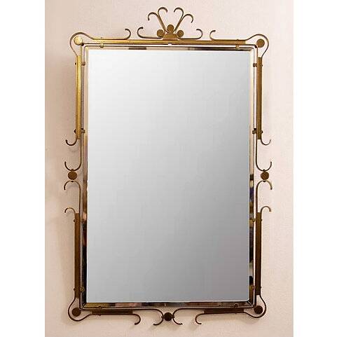 Vintage rectangular mirror in brass 1950s