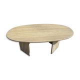 Oval coffee table in travertine italy from the 1970s