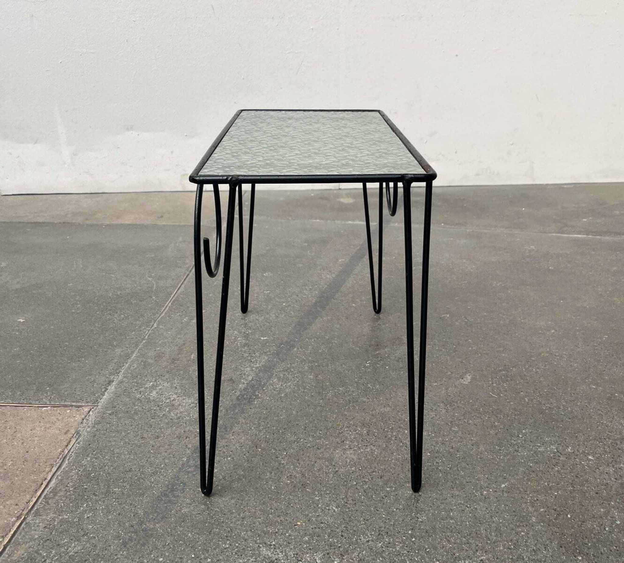 1960s Danish style glass side table String, mid-century.