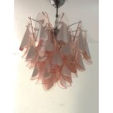 Pink and white “rondine” murano glass chandelier d60