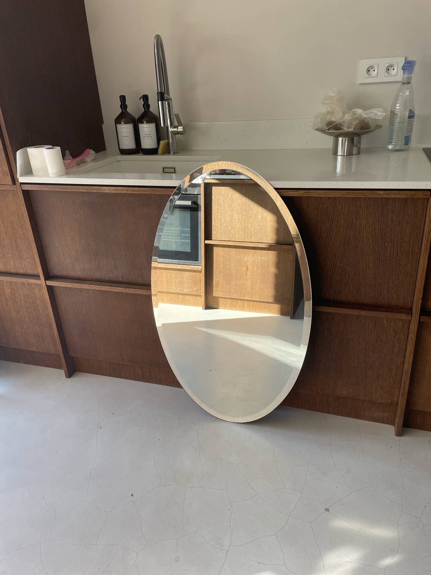 Grand miroir ovale vintage