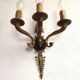 Set of 3 Bronze French Empire Style Triple Light Wall Sconces Neoclassical