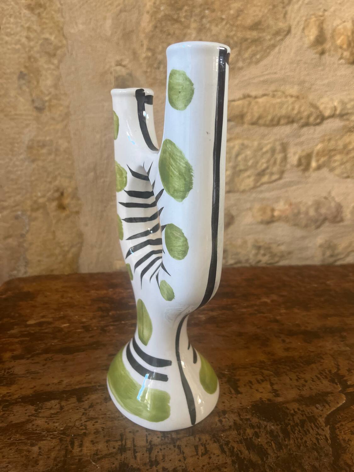 REVERNAY. Barbotine vase sculpture 1970s h 25cm