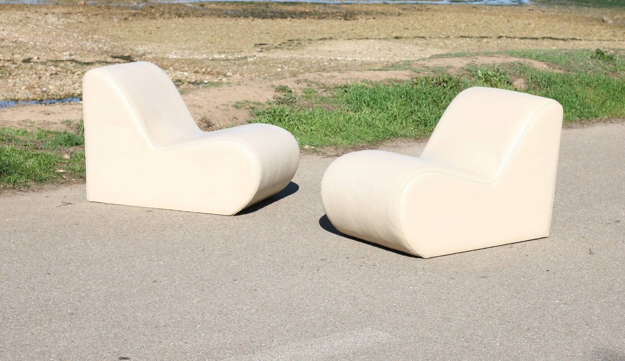 Pair of vintage armchairs, 1970s, faux leather