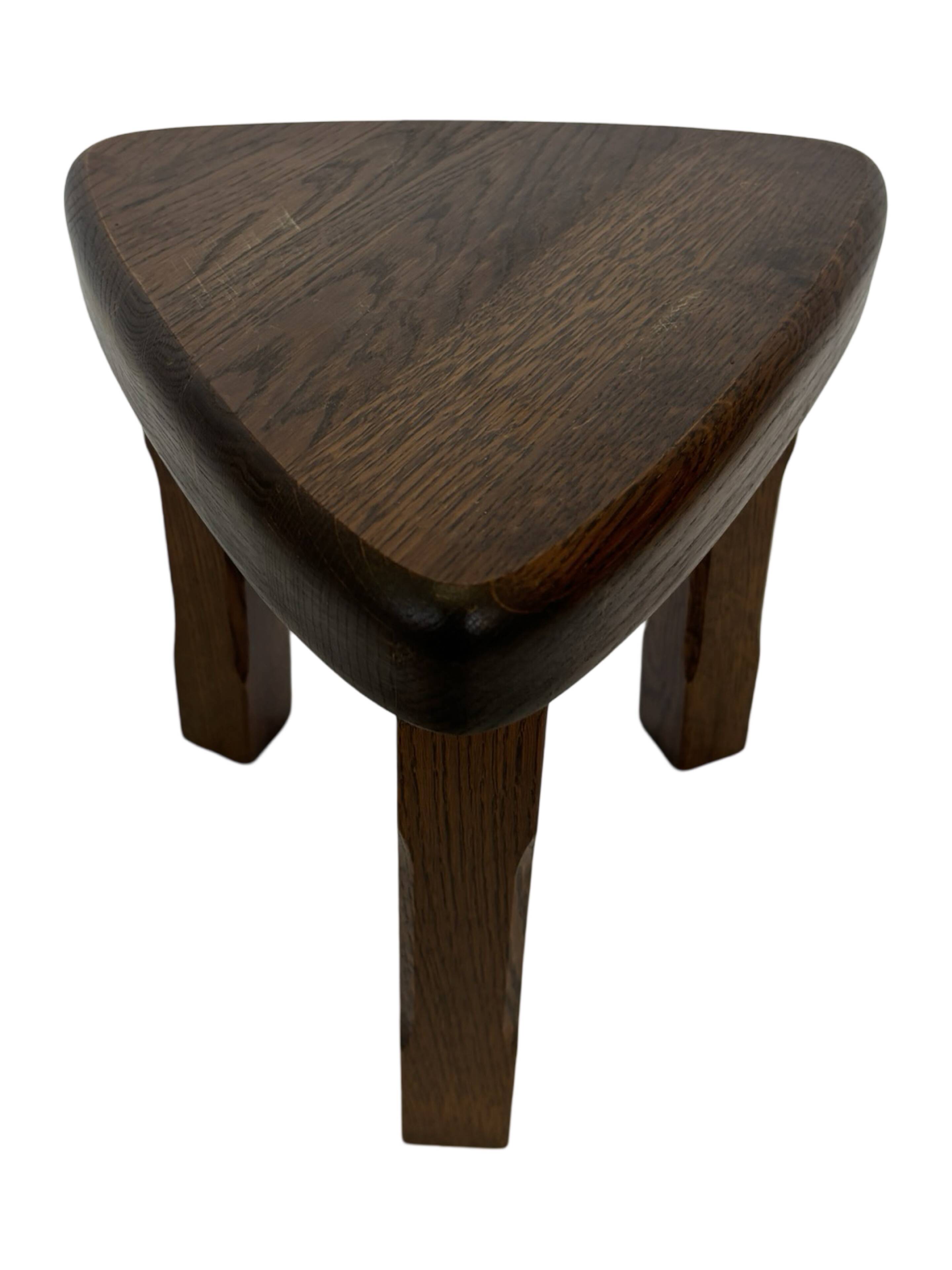 Set of 3 brutalist oak oval side or nesting tables minimalist design 1970s