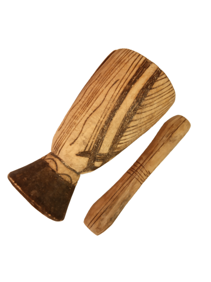 Wooden mortar and pestle