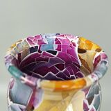 1990s Astonishing Giuseppe Locci Polycrome Craquelé Vase in Sardinian Ceramic. Made in Italy