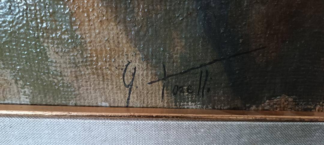 Oil portrait on canvas from the 1920s - painted on the back - Giuseppe Torelli (1881 -1959)