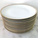 Set of 10 flat plates porcelain from Limoges