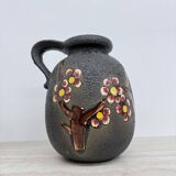 Mid-century design ceramic Scheurich vase with blossom , 1970’s