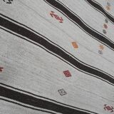 Vintage undyed wool goat hair turkish kilim rug 5' x 6'11''