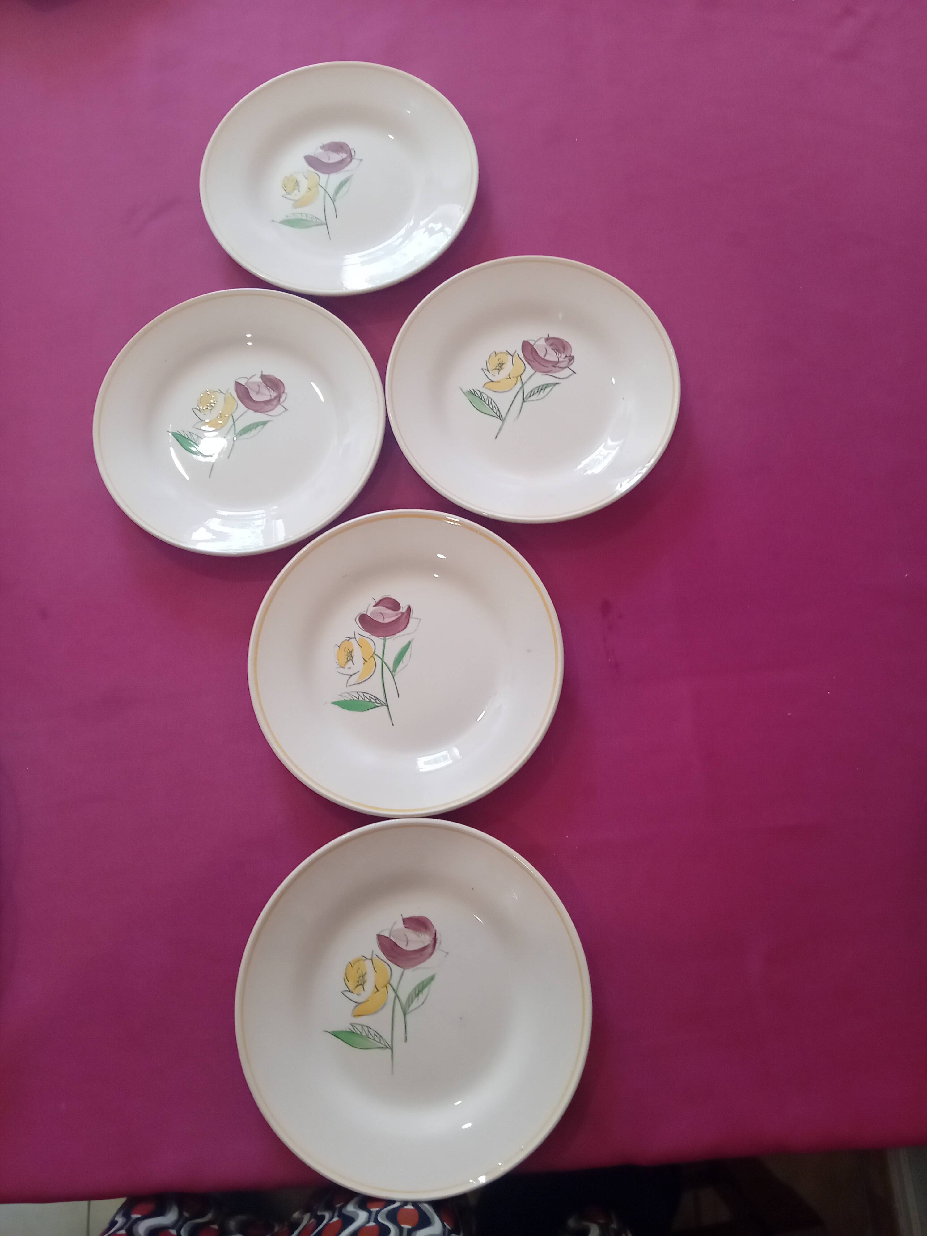 Set of 5 Digoin Sarreguemines dessert plates