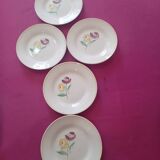 Set of 5 Digoin Sarreguemines dessert plates