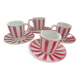 4 coffee cups with saucer. Sarreguemines and Digoin. Kelly model.