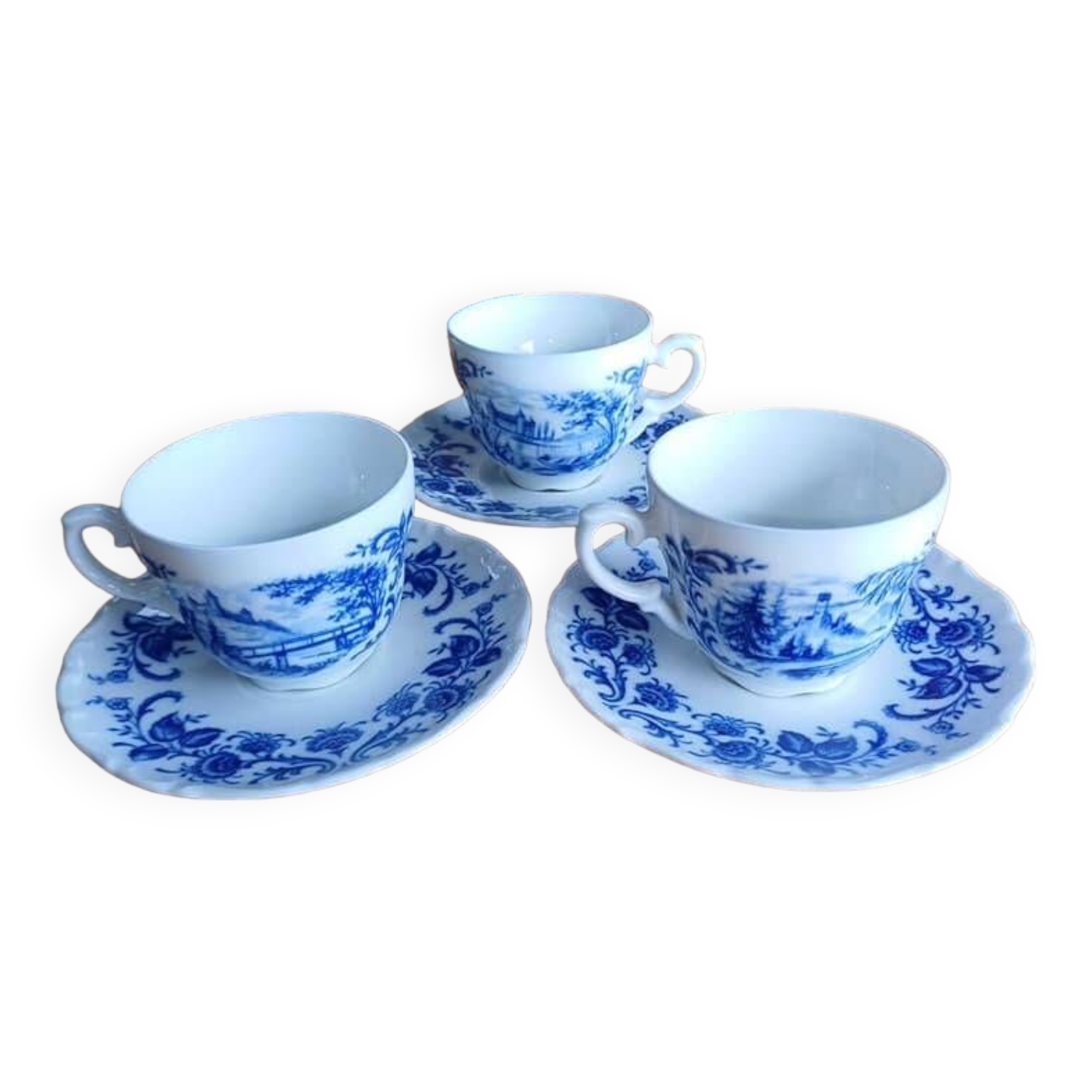 3 vintage cups and saucers