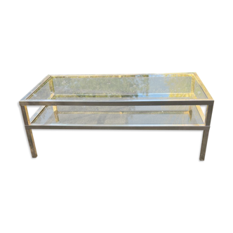 Vintage 70s coffee table with 2 glass tops