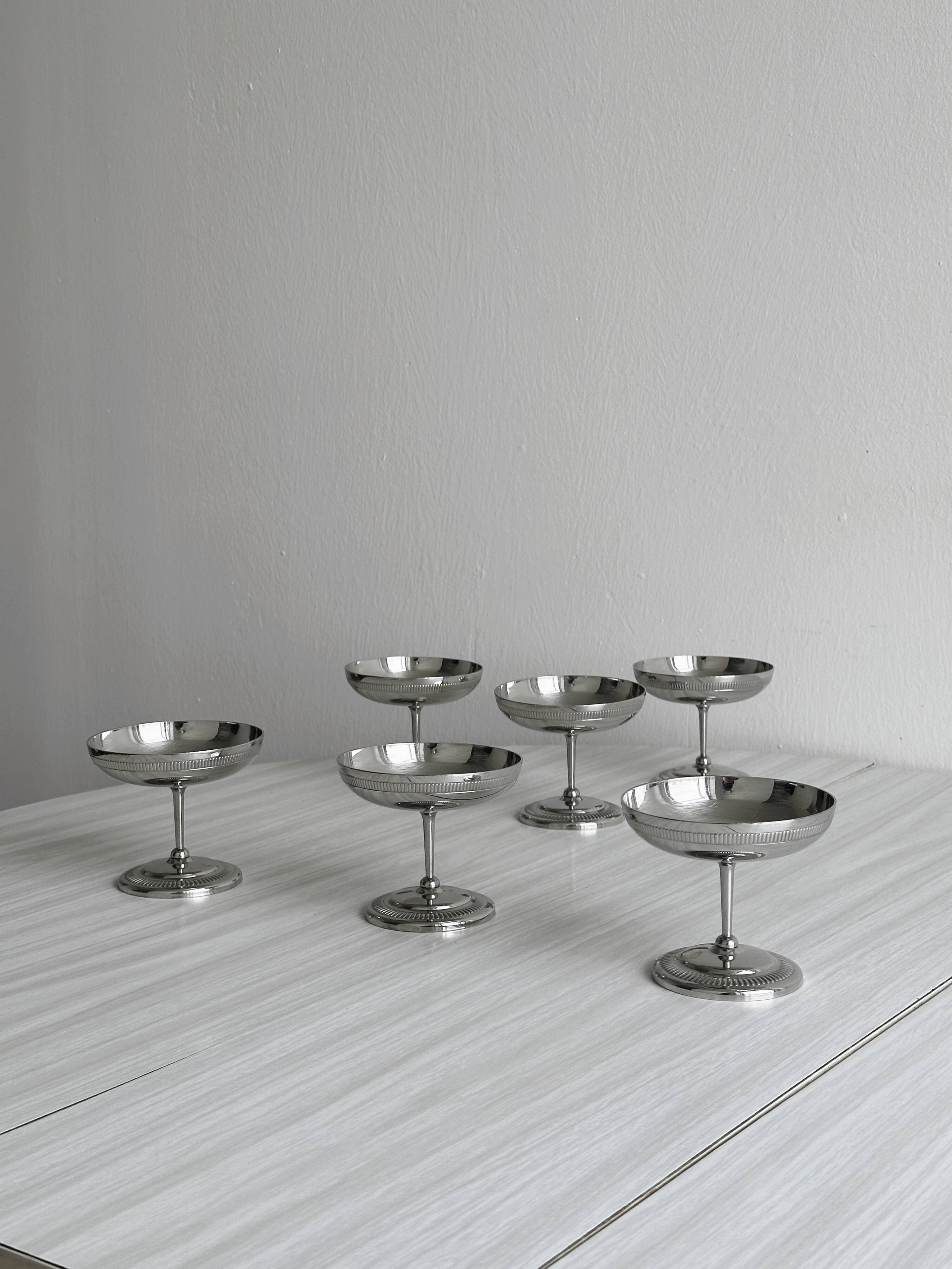 6 Letang Remy stainless steel footed bowls