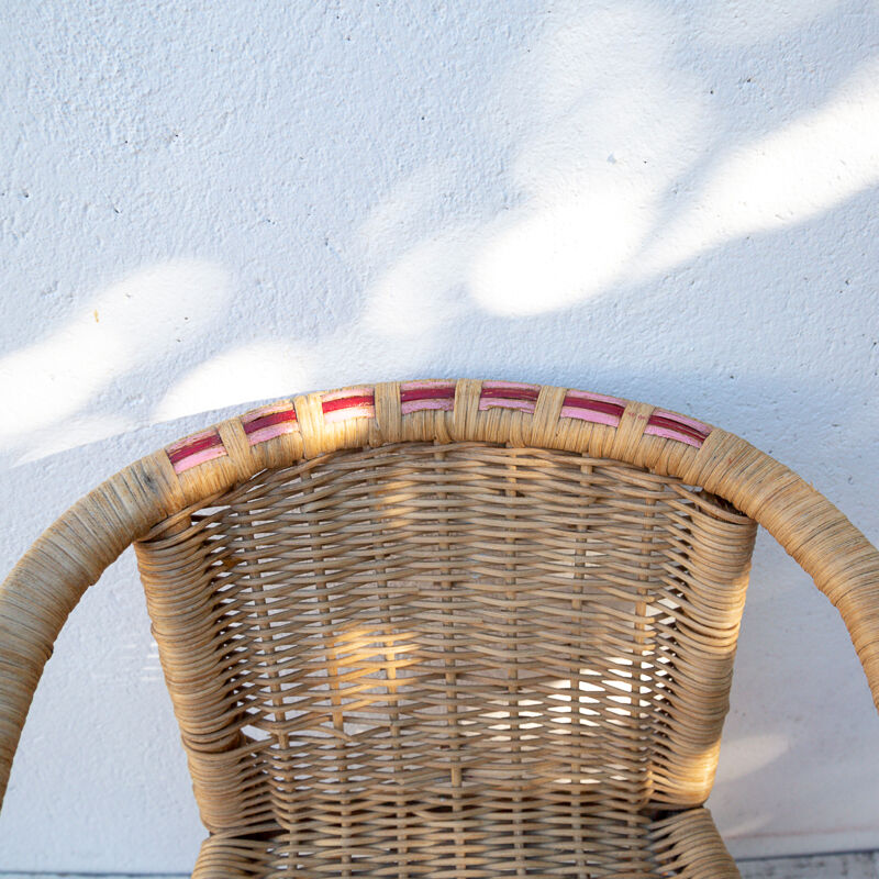 Wicker and rattan armchair for children