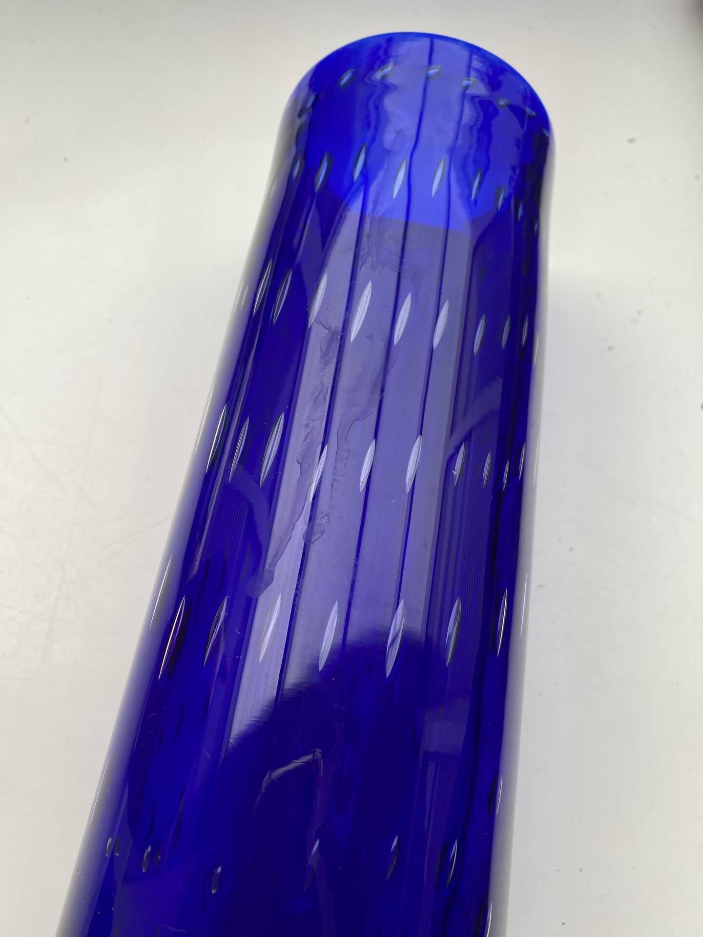Vintage Scandinavian cobalt blue bubble glass vase from the brand.