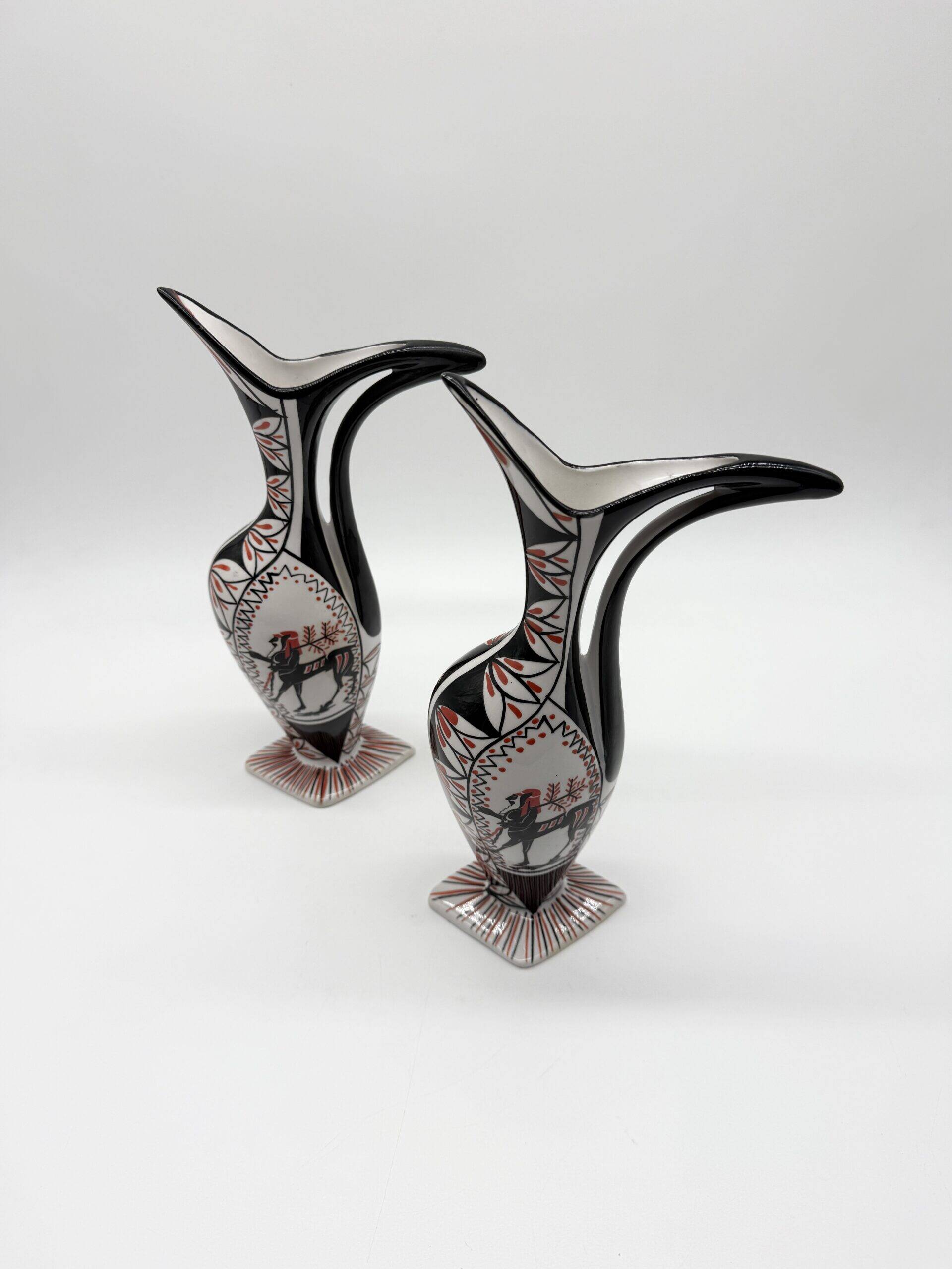 Pair of "zoomorphic" vases – ceramic, Italy, 1960s