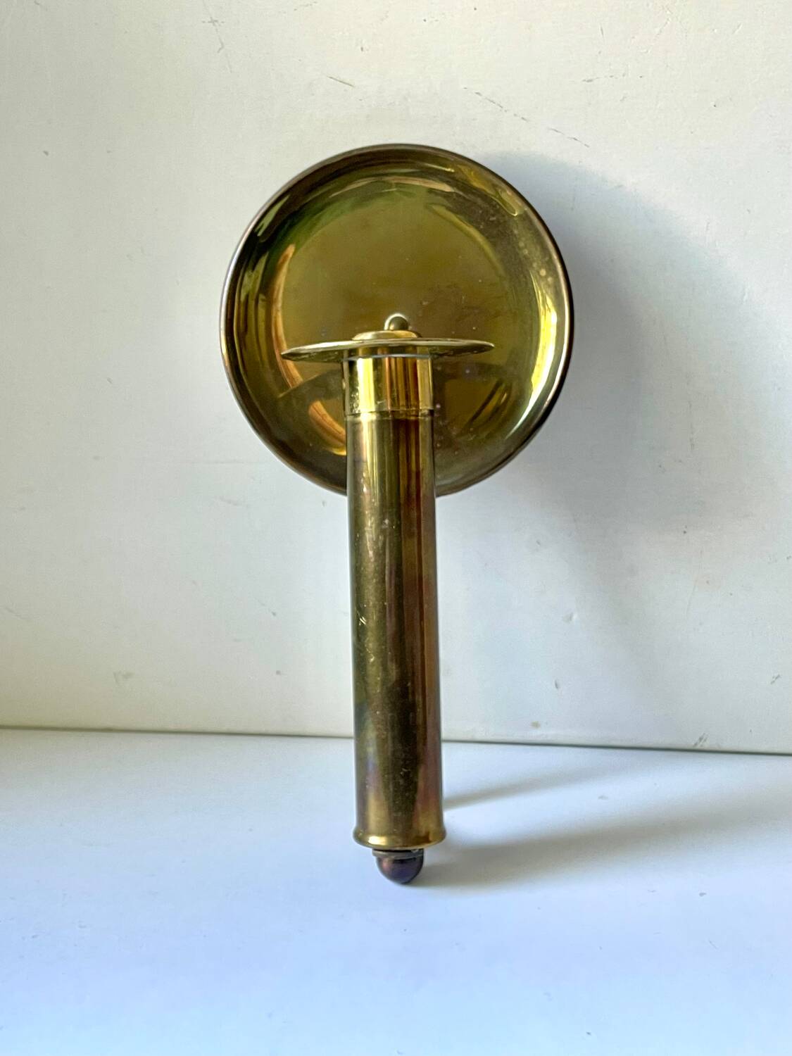 Vintage brass Scandinavian Art Deco wall candle holder sconce