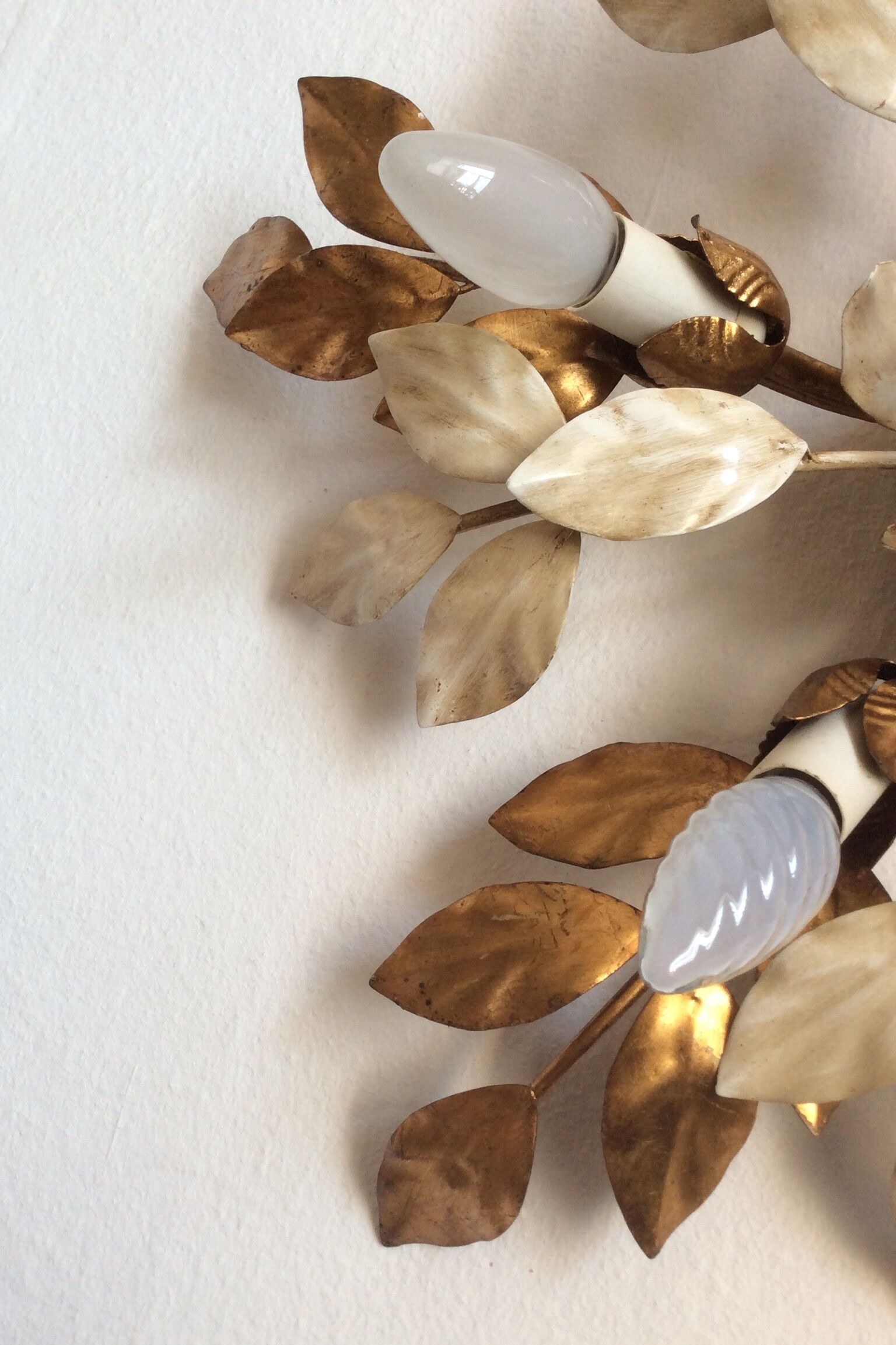 Ceiling, gold metal leaves, Italy 60s