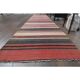 Tapis couloir turc Oushak fait main en laine et coton rouge des années 1970, 90x403.