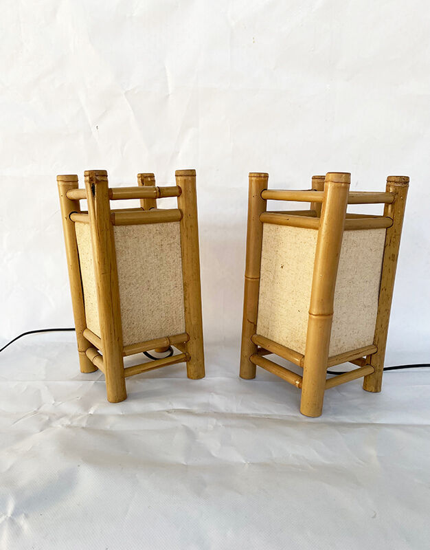 Pair of bamboo lamps