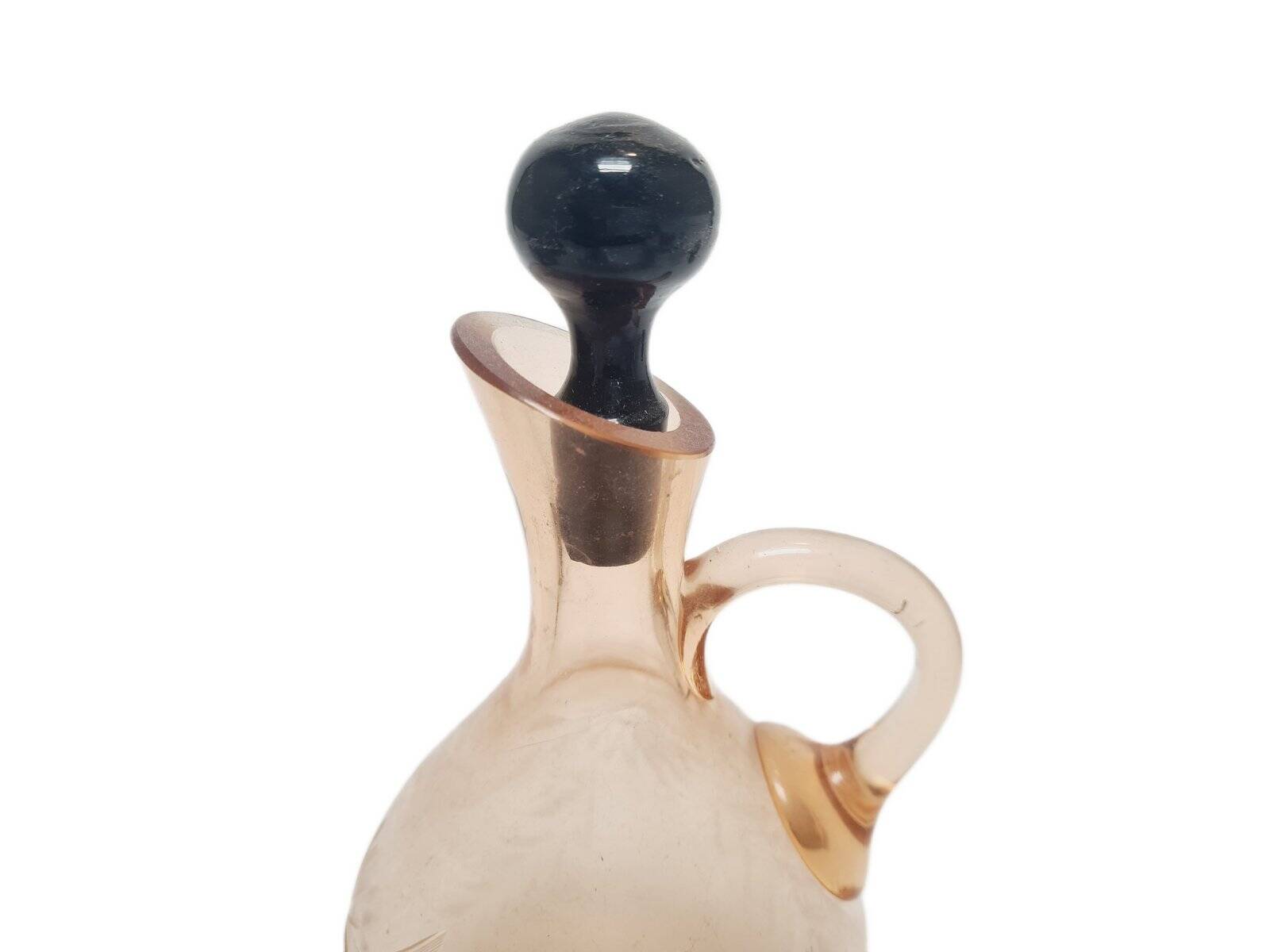 Art Deco carafe from Hortensja Glassworks, Poland, 1930s