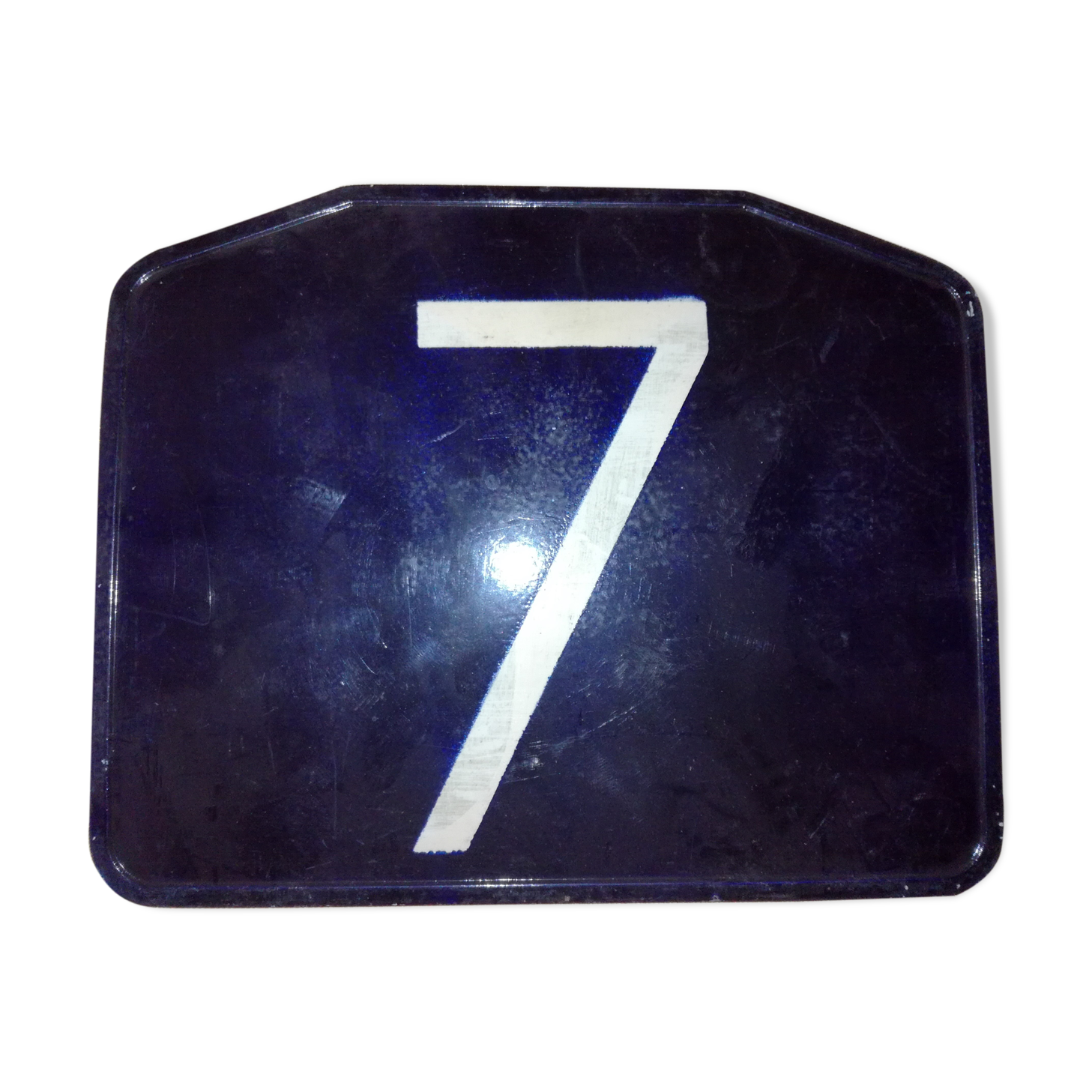 Plaque ancienne de ligne de bus en bakélite " 7 "