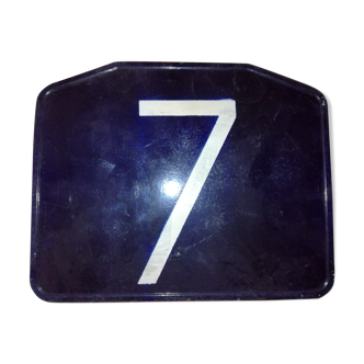 Plaque ancienne de ligne de bus en bakélite " 7 "