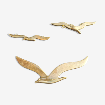 Set of 3 brass birds