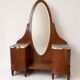 Art Deco dressing table in wood and marble, large oval mirror, 1930s-40s.