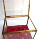 Napoleon III jewelry box, beveled glass and gilded brass, red padded, 4 feet