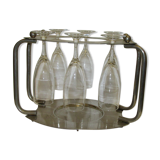 Servant to champagne in chrome and its 6 flutes glass