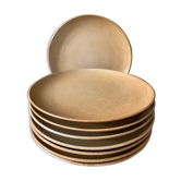 Set of 8 flat plates Grès CNP Village France