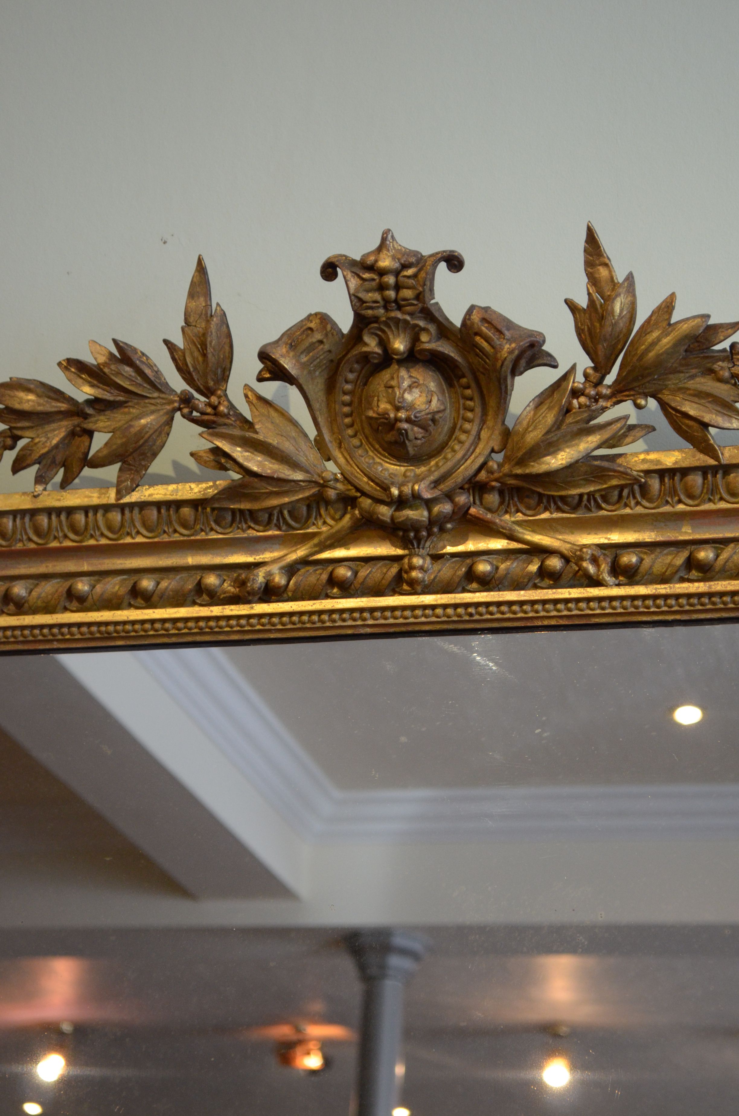 English giltwood overmantle mirror h161cm