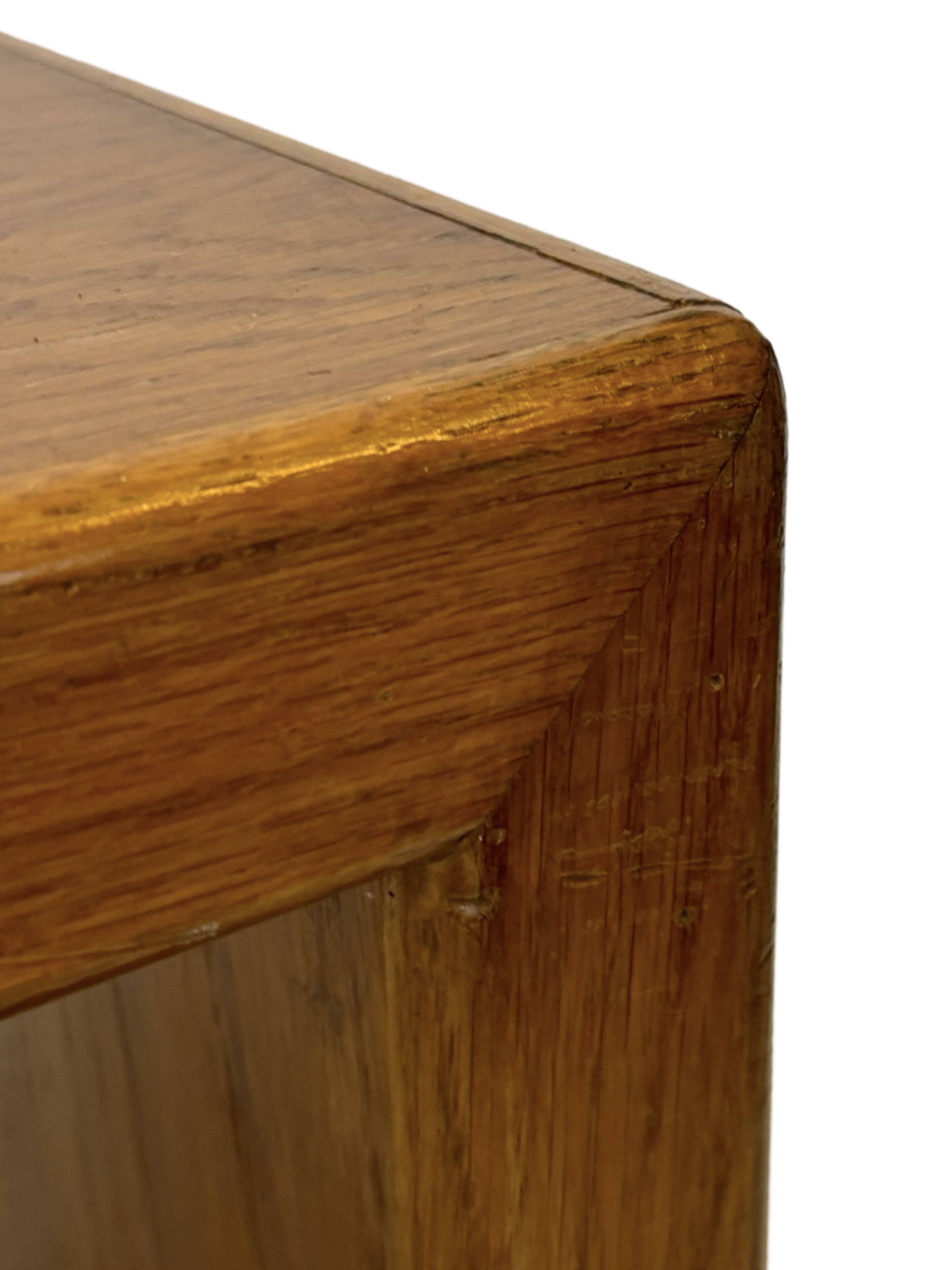 Minimalist vintage teak wood small solid bench