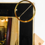 Mirror in black glass and brass trim 182x121 cm