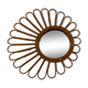 Old vintage asymmetrical round rattan mirror