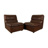 A pair of leather armchairs, Switzerland, 1970s