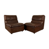 A pair of leather armchairs, Switzerland, 1970s