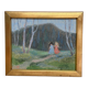 Mid-Century Swedish Oil panel “Sisters” by Gösta Geerd, Vintage & Framed 28×25cm