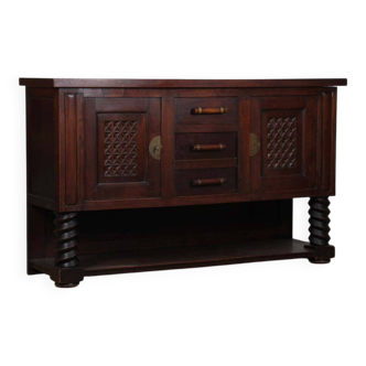 Oak and brass enfilade, Breton work from the 1940s.